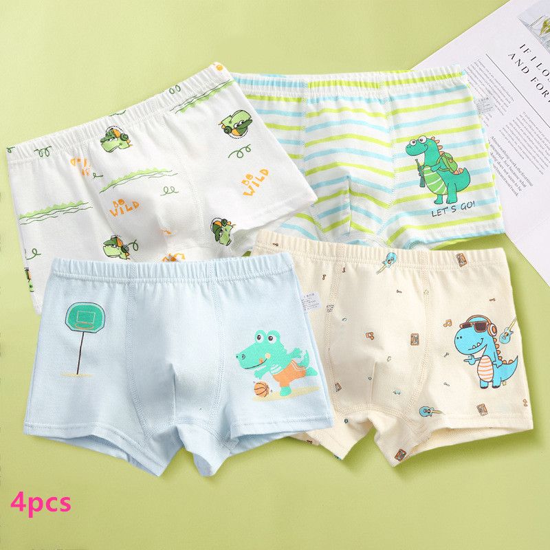 4 pieces of children's underwear boys cartoon small, medium and large boys flat underwear four corner student shorts wholesale