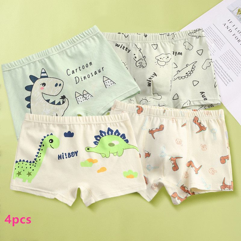 4 pieces of children's underwear boys cartoon small, medium and large boys flat underwear four corner student shorts wholesale