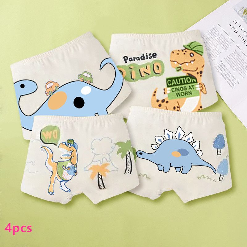 4 pieces of children's underwear boys cartoon small, medium and large boys flat underwear four corner student shorts wholesale