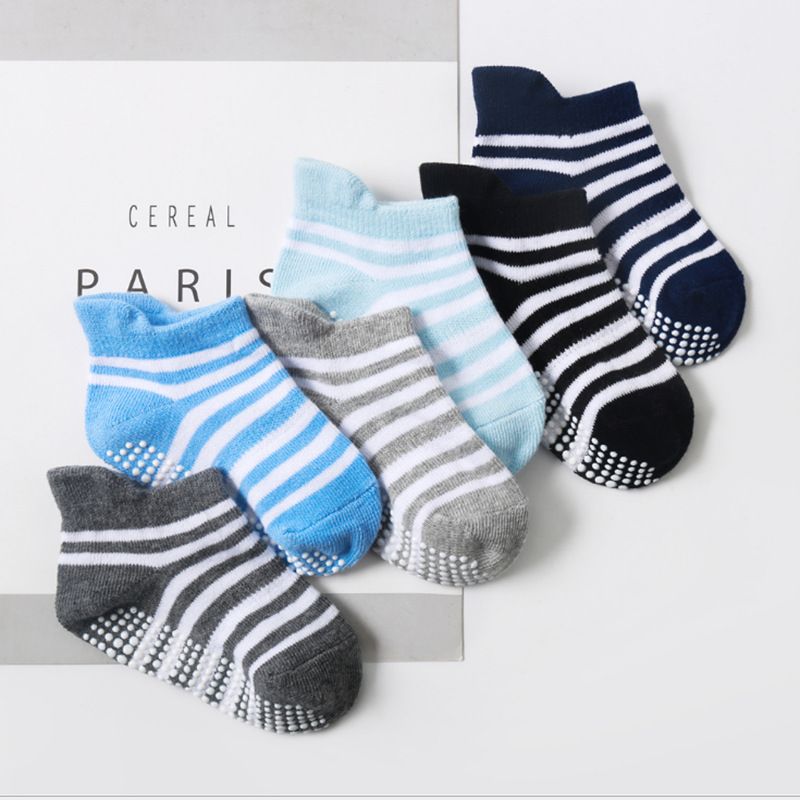 Spring, summer, and autumn anti slip adhesive children's socks, baby socks, cotton socks for boys and girls, boat socks, children's floor socks, 6 pairs