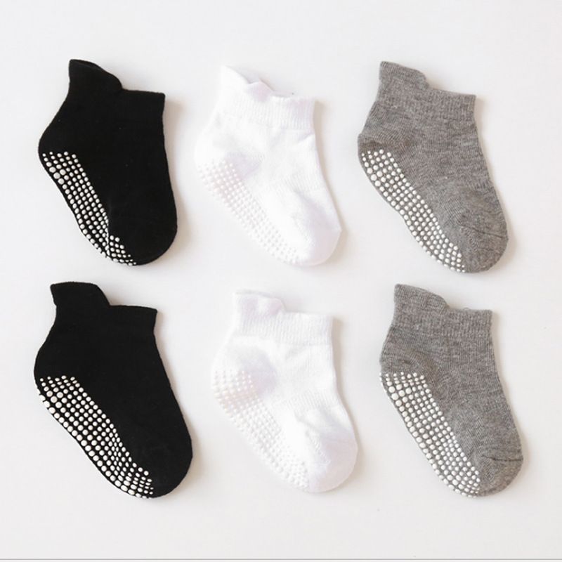 Spring, summer, and autumn anti slip adhesive children's socks, baby socks, cotton socks for boys and girls, boat socks, children's floor socks, 6 pairs