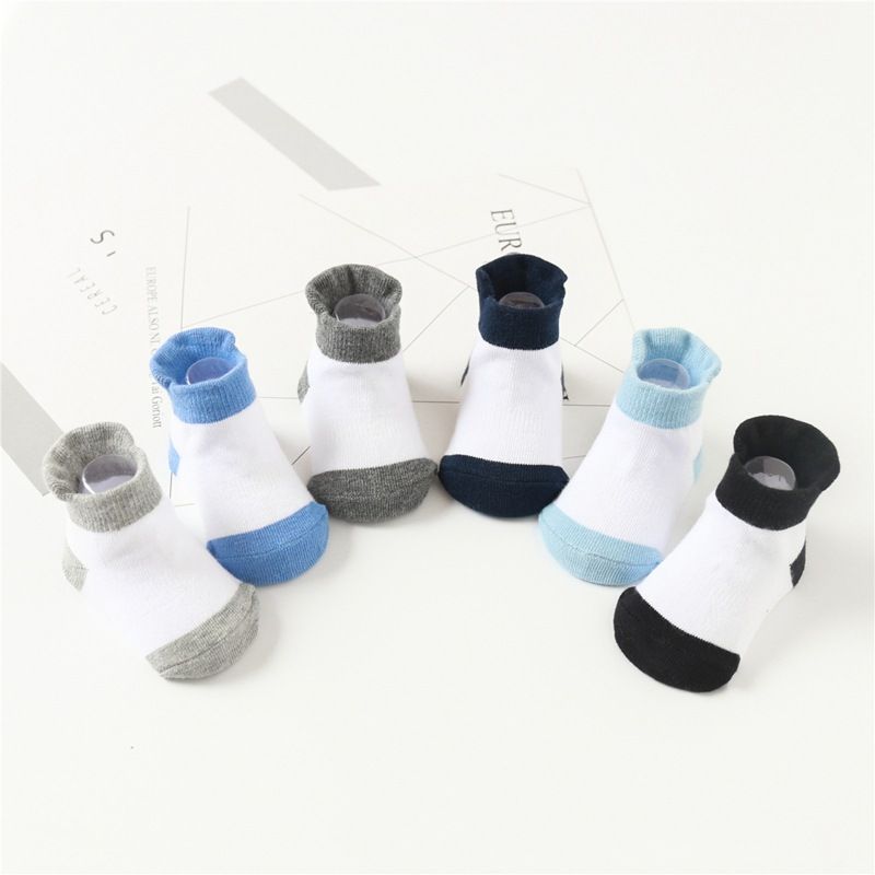 Spring, summer, and autumn anti slip adhesive children's socks, baby socks, cotton socks for boys and girls, boat socks, children's floor socks, 6 pairs
