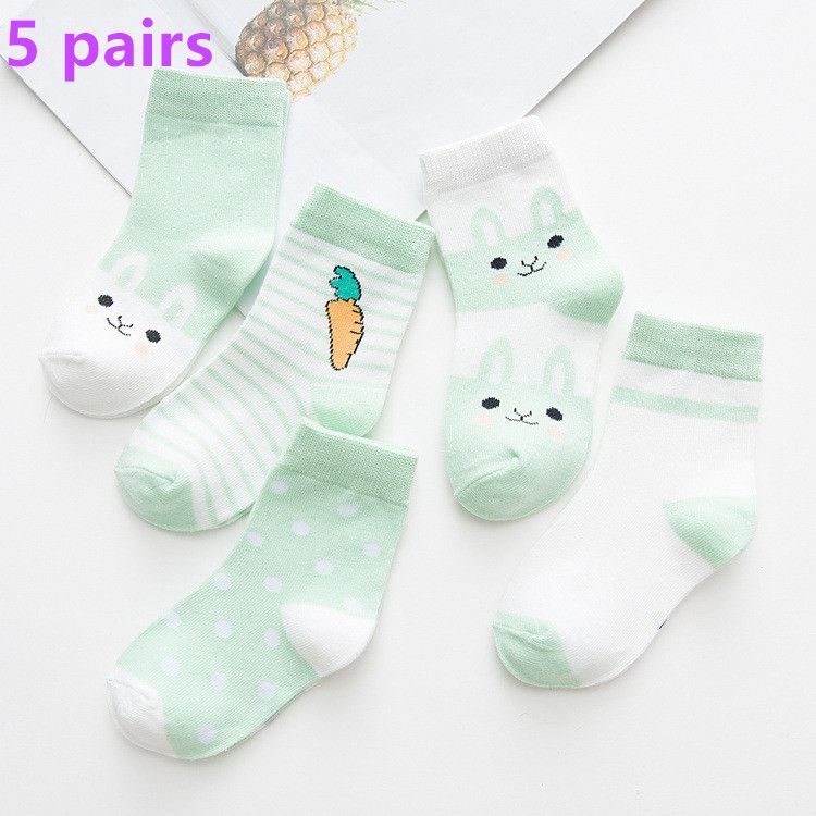 5 pairs of fresh and cute children's socks, cartoon carrot children's socks for autumn and winter, breathable cotton socks, cotton children's socks