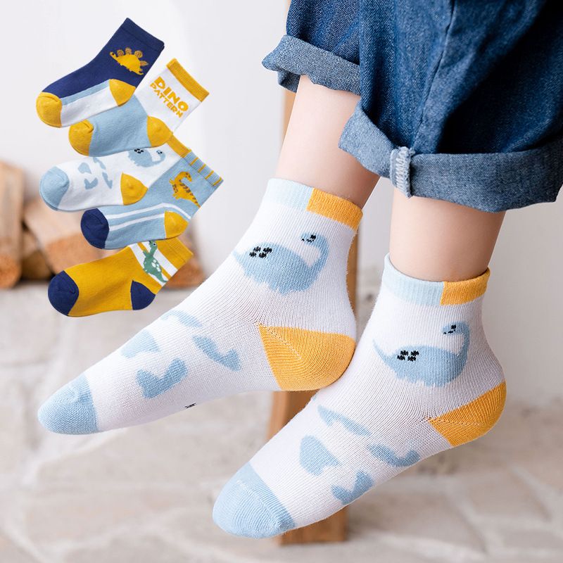 Children's Socks 5 Pair Set Autumn/Winter New Cartoon Boys and Girls Fresh Children's Middle Socks 0-9 Year Old Baby Socks