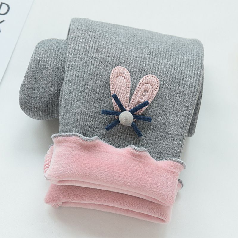Girls' bottom pants made of fleece for autumn and winter, baby with added fleece, pure cotton pants for small and medium-sized children to wear, stylish pants with one-piece fleece