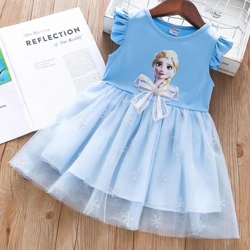 Girls' summer dress new Korean version girls' bow vest dress children's princess dress trendy children's clothing