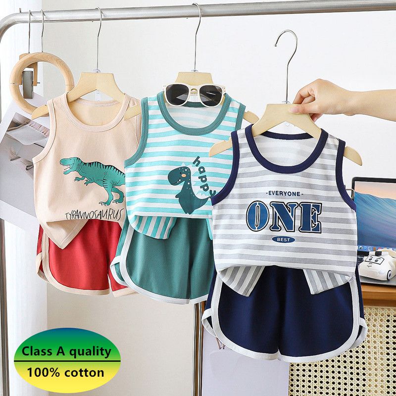 Children's vest set, pure cotton, summer new style, baby sleeveless clothes, boys' shorts, boys' Korean clothing, children's clothing