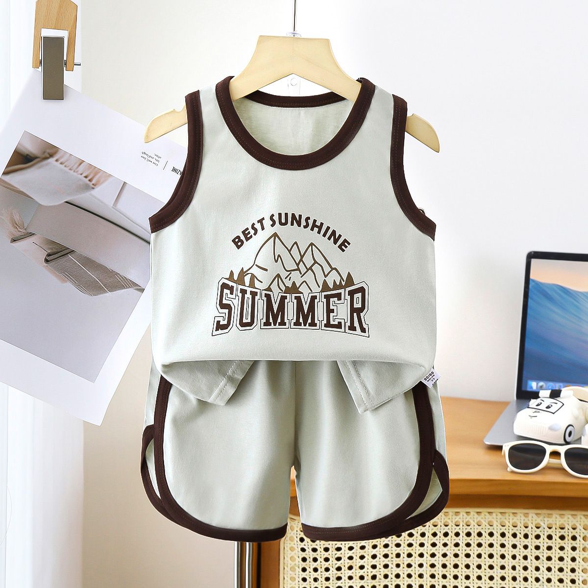 Children's vest set, pure cotton, summer new style, baby sleeveless clothes, boys' shorts, boys' Korean clothing, children's clothing