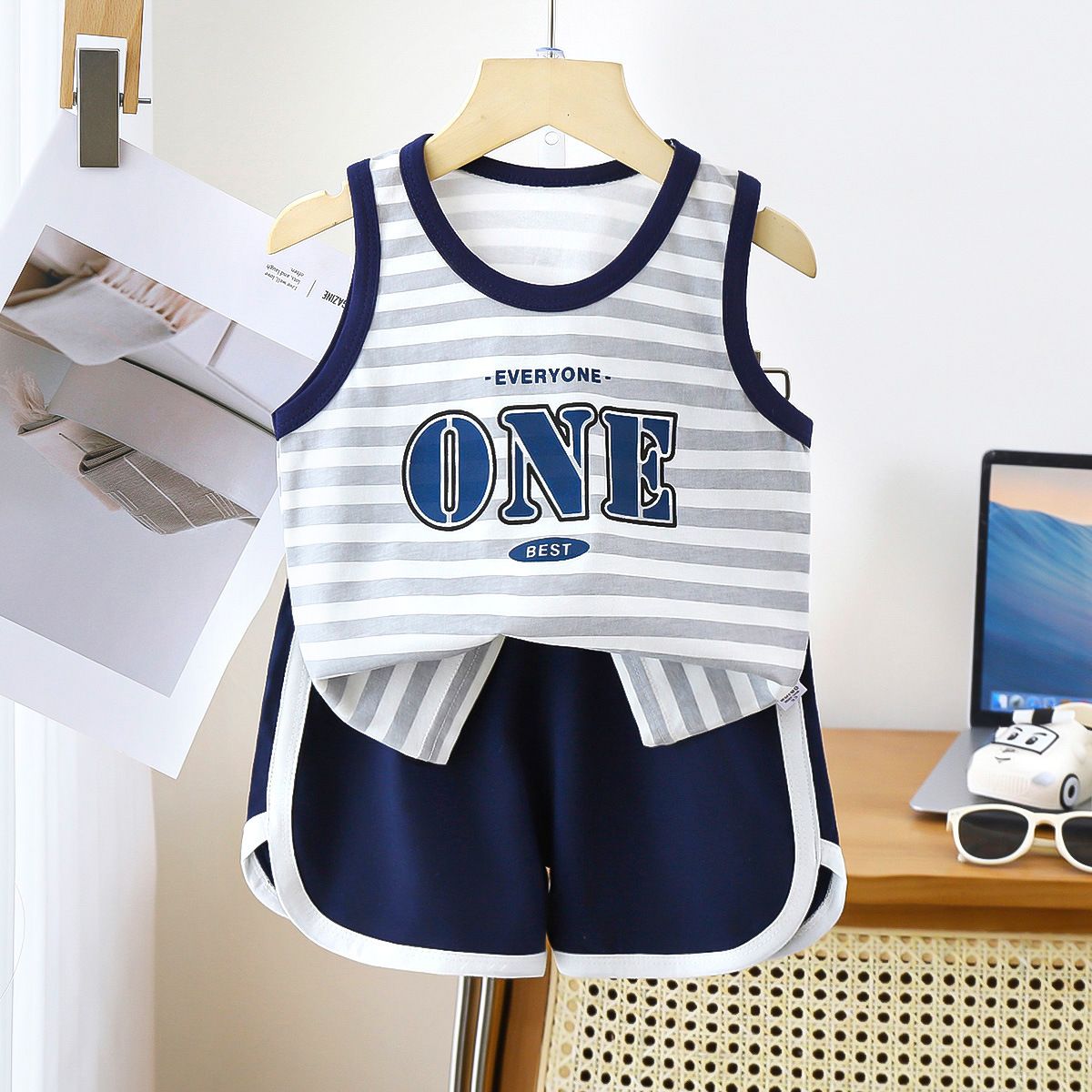 Children's vest set, pure cotton, summer new style, baby sleeveless clothes, boys' shorts, boys' Korean clothing, children's clothing