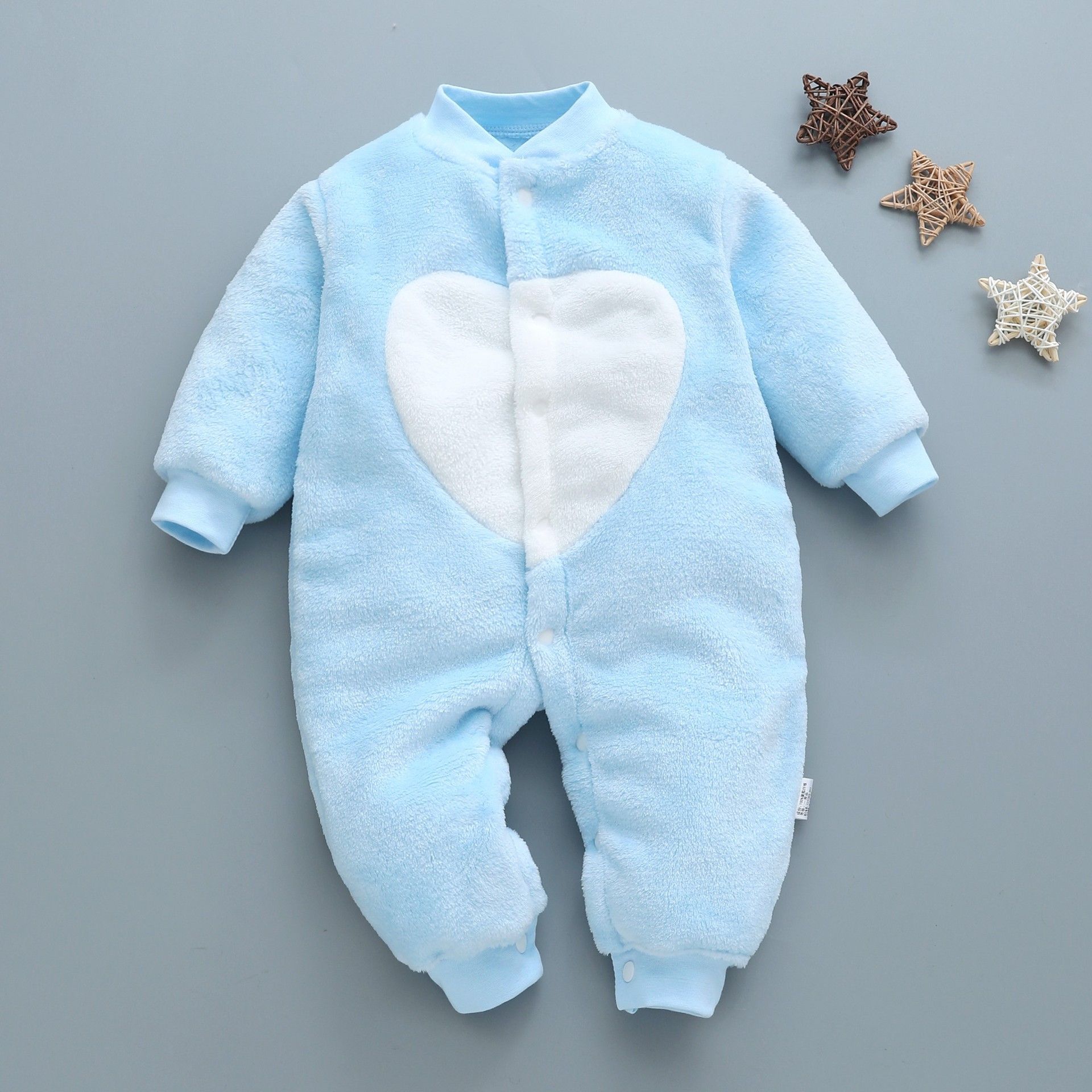 Baby clothing for spring, autumn, winter, short sleeved, thick fitting, men's and women's baby flannel warm jumpsuit, pajamas