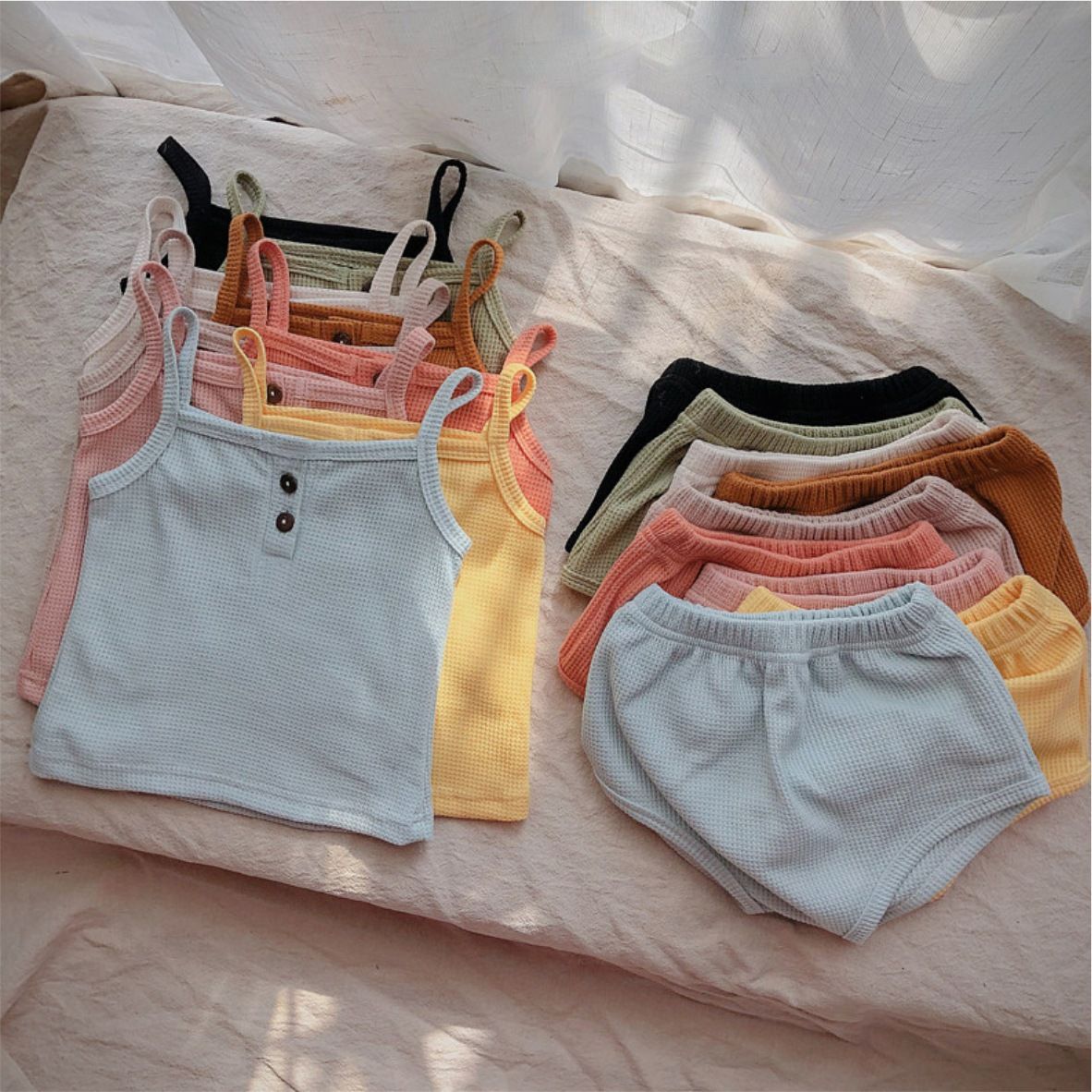 Children's summer new baby camisole vest set, girls' Korean children's clothing, baby triangle shorts