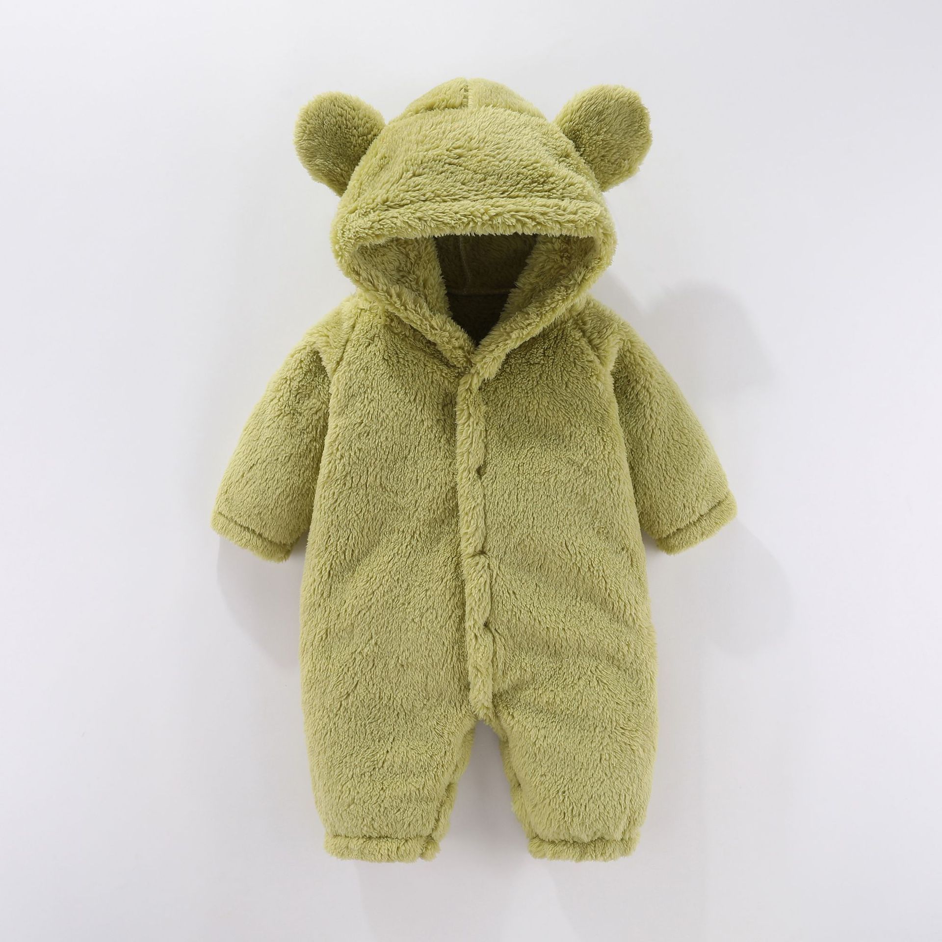 Newborn lamb wool jumpsuit, baby long sleeved crawling suit, hooded cute hoodie, children's clothing