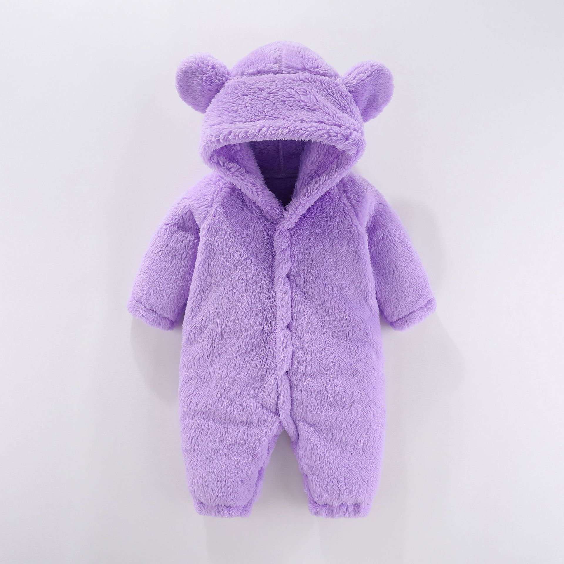 Newborn lamb wool jumpsuit, baby long sleeved crawling suit, hooded cute hoodie, children's clothing