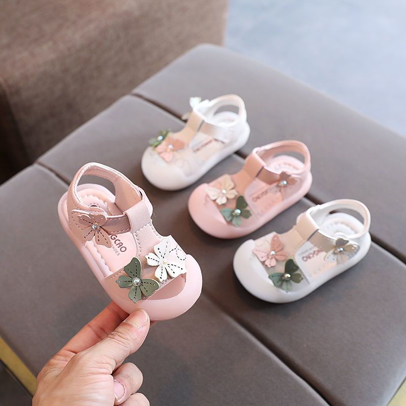 Girls' baby shoes 0-3 years old princess shoes, soft soled anti slip baby sandals, toddlers' walking shoes