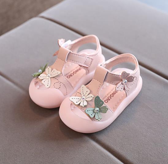 Girls' baby shoes 0-3 years old princess shoes, soft soled anti slip baby sandals, toddlers' walking shoes