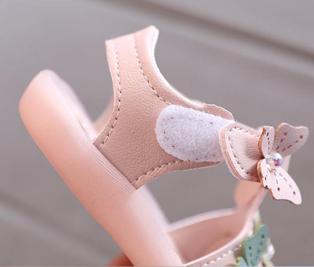 Girls' baby shoes 0-3 years old princess shoes, soft soled anti slip baby sandals, toddlers' walking shoes