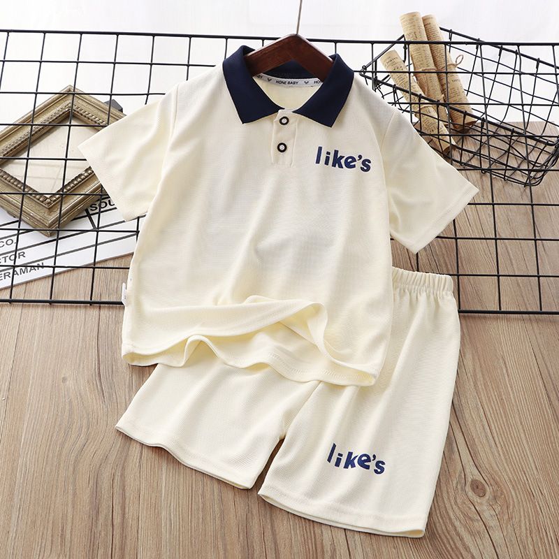 Summer New Kids' Waffle Short Sleeve Polo Shirt Sets for Boys and Girls, Korean Style Casual Outfits, Children's Wear Wholesale