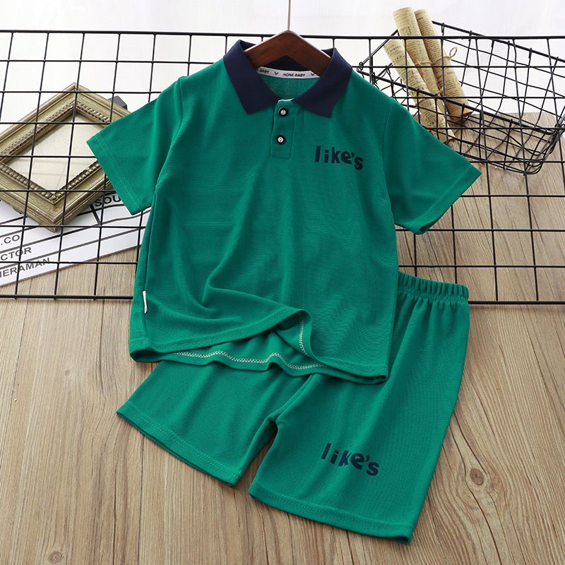 Summer New Kids' Waffle Short Sleeve Polo Shirt Sets for Boys and Girls, Korean Style Casual Outfits, Children's Wear Wholesale