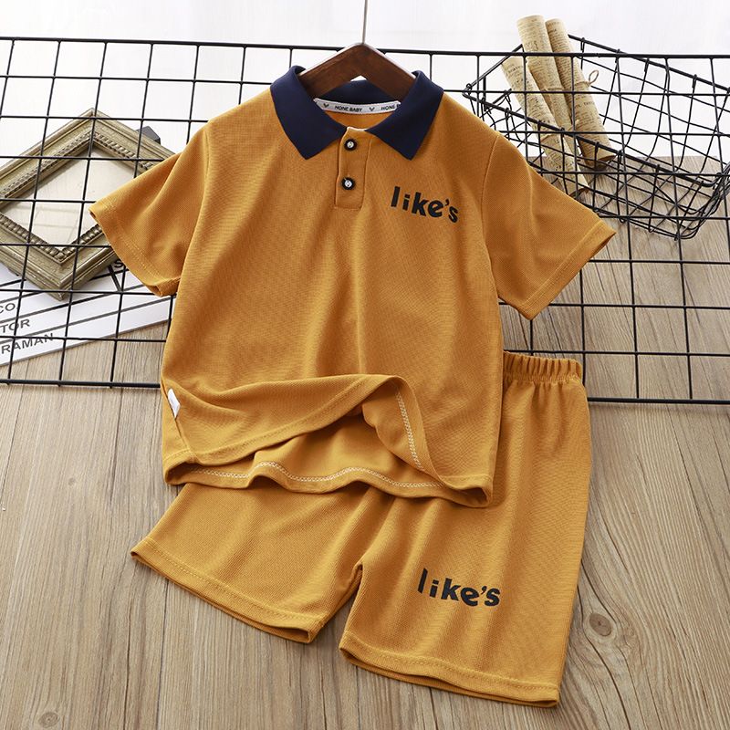 Summer New Kids' Waffle Short Sleeve Polo Shirt Sets for Boys and Girls, Korean Style Casual Outfits, Children's Wear Wholesale