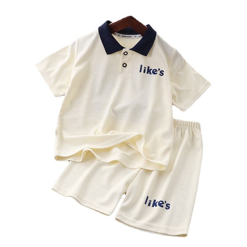Summer New Kids' Waffle Short Sleeve Polo Shirt Sets for Boys and Girls, Korean Style Casual Outfits, Children's Wear Wholesale