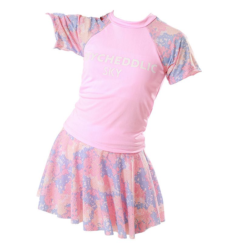 Children's swimwear, girls' split body Western style, small, medium, and large children aged 3-10, sports split body skirt style, girls' hot spring swimsuit, ertongt