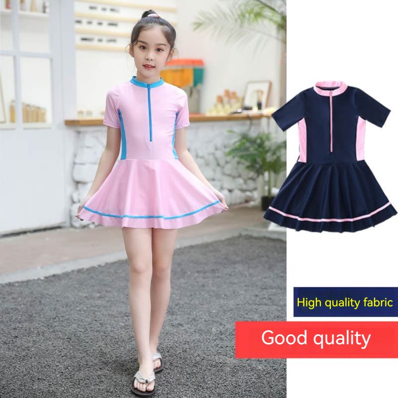 Children's swimsuit, girls' swimsuit, jumpsuit, Korean medium and large children's baby, conservative foreign trade, girls' student swimsuit