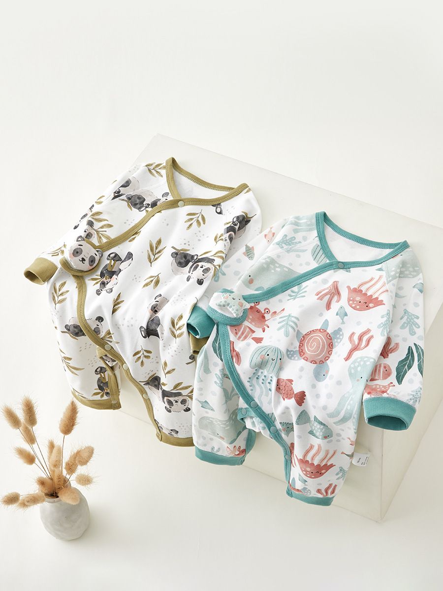 Newborn baby clothes Spring and Autumn pure cotton base underwear 0-3 months newborn baby jumpsuit baby children's clothing