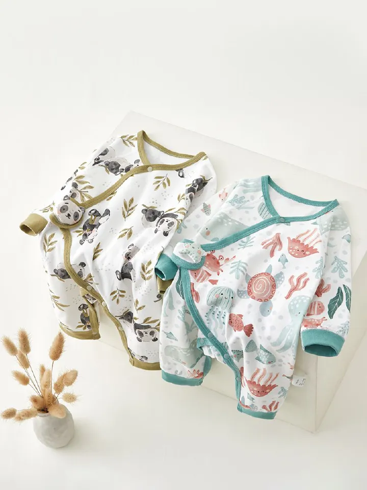 Newborn baby clothes Spring and Autumn pure cotton base underwear 0-3 months newborn baby jumpsuit baby children's clothing