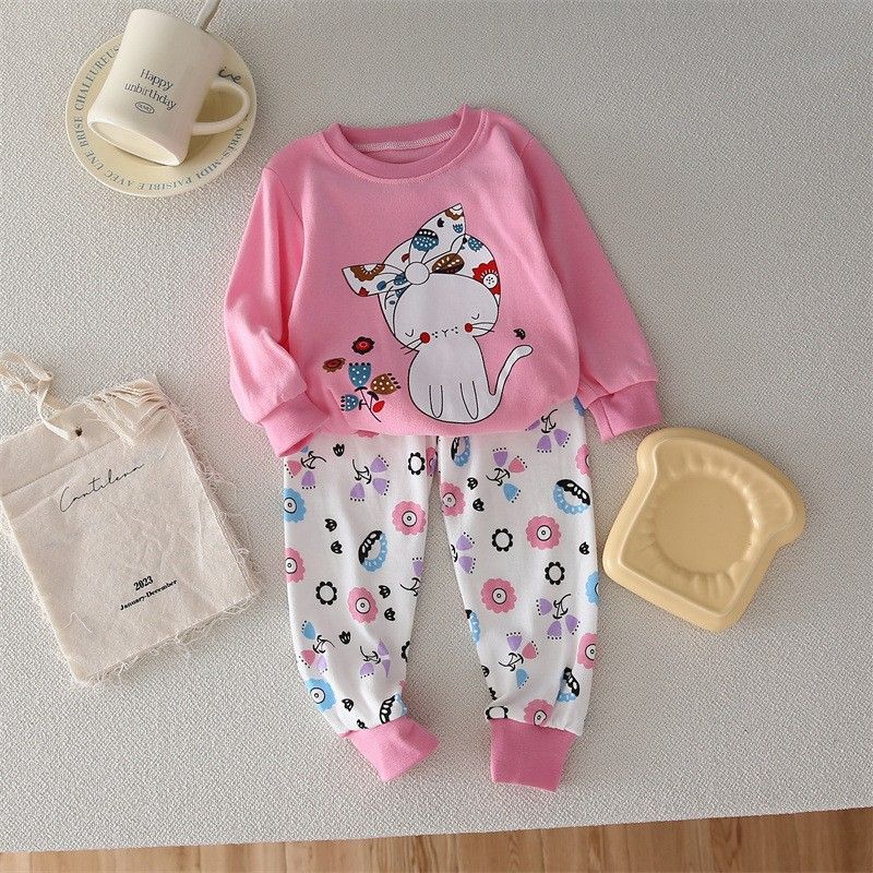 Autumn/Winter New Arrival Children's Baby Underwear Sets Infant Sweatpants and Sweatshirts Pure Cotton Boys' and Girls' Homewear