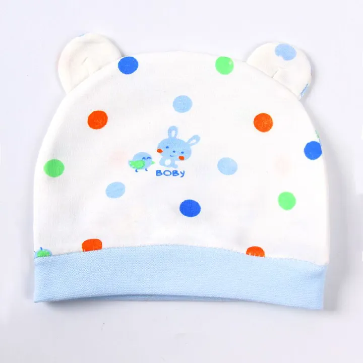 Spring and Summer Newborn Single-Layer Baby Cap with Two Ear Flaps - Soft Baby Moon Hat for Infants 0-3 Months, New Anti-Wind Baby Hat