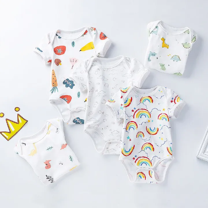 Spring new baby bag fart clothes 0-3 years old newborn clothes baby casual pure cotton short sleeved hoodie jumpsuit