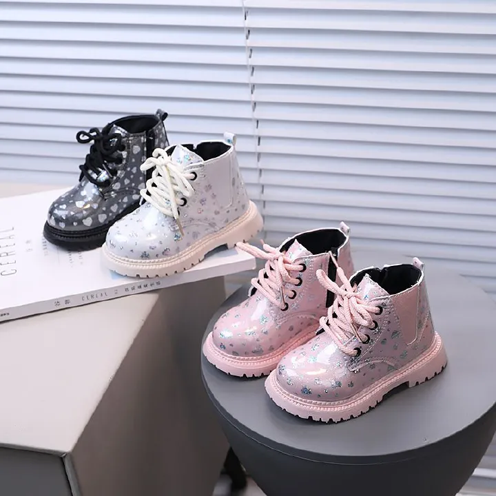 Children's Spring and Autumn Fashion British Short Boots, Boys' Side Zipper Fashion Martin Boots, Children's Shoes