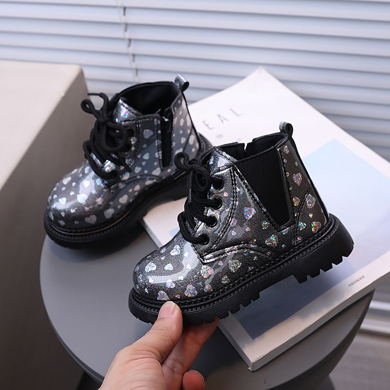 Children's Spring and Autumn Fashion British Short Boots, Boys' Side Zipper Fashion Martin Boots, Children's Shoes