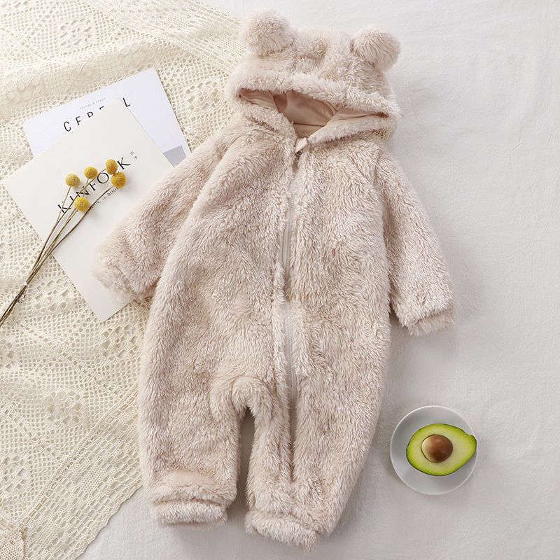 Baby jumpsuit, winter newborn warm crawling suit, baby plush outer cover, children's pajamas, teddy bear clothes
