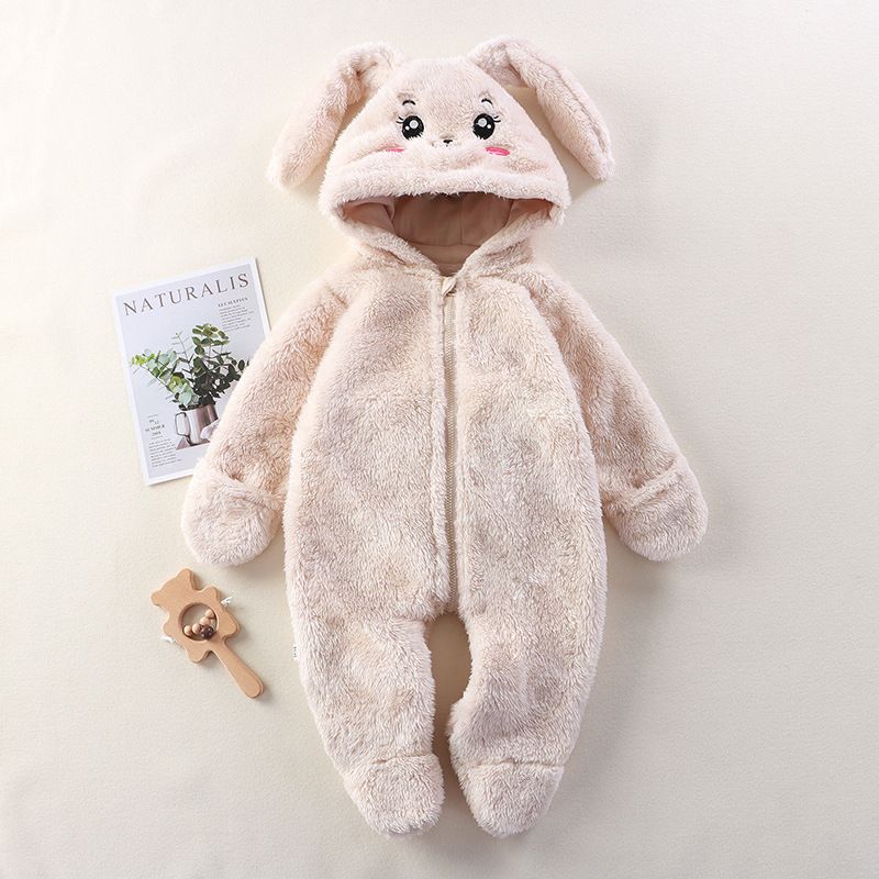 Baby home jumpsuit for autumn and winter, cute cartoon jumpsuit for babies, plush cover for going out