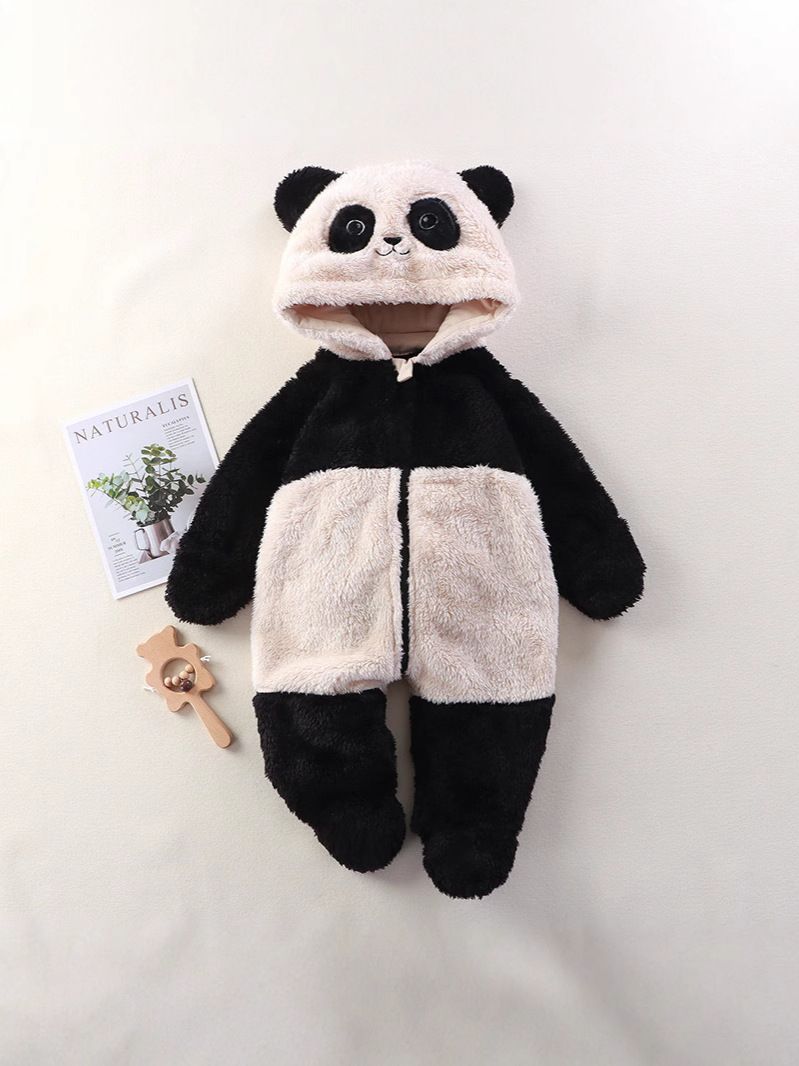 Baby home jumpsuit for autumn and winter, cute cartoon jumpsuit for babies, plush cover for going out