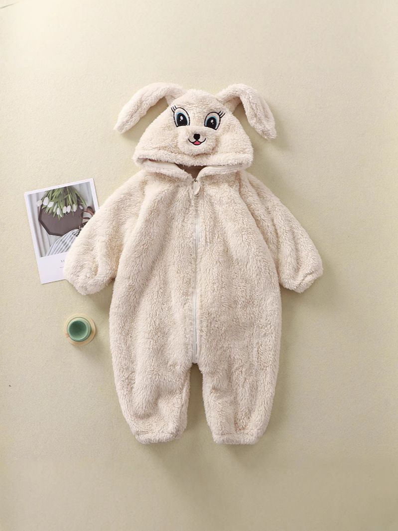 Baby cartoon bunny panda plush jumpsuit, cute baby warm coat, children's jumpsuit home cover