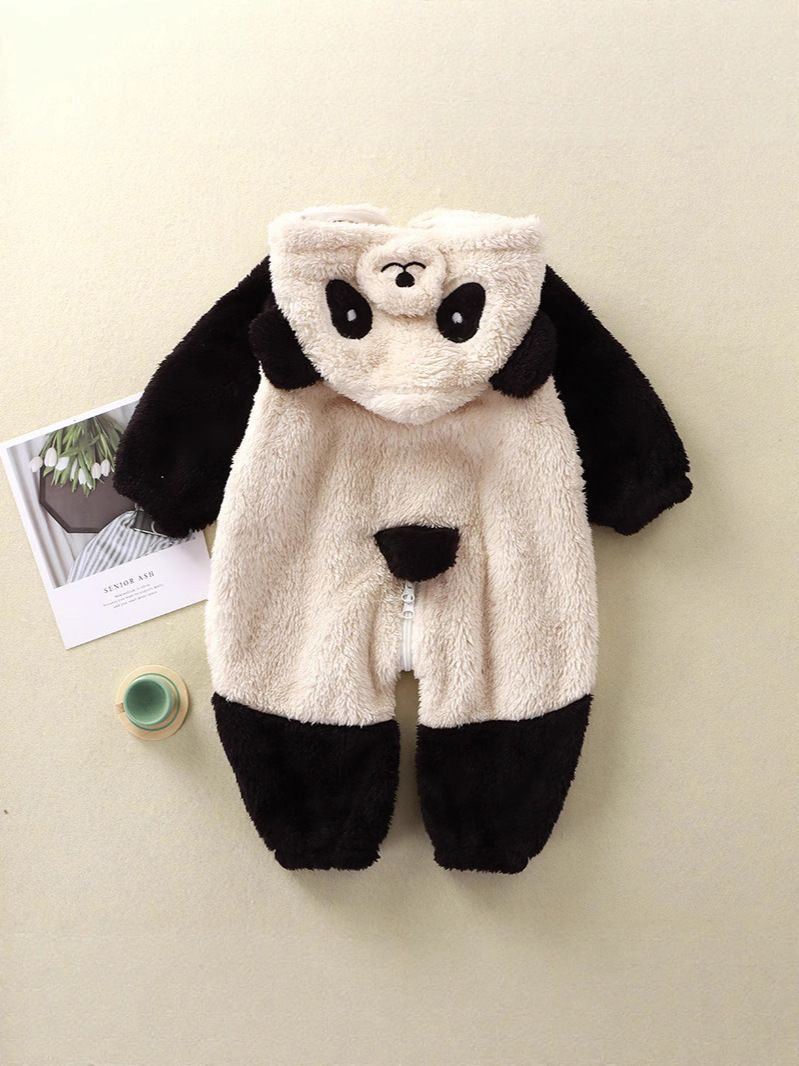 Baby cartoon bunny panda plush jumpsuit, cute baby warm coat, children's jumpsuit home cover