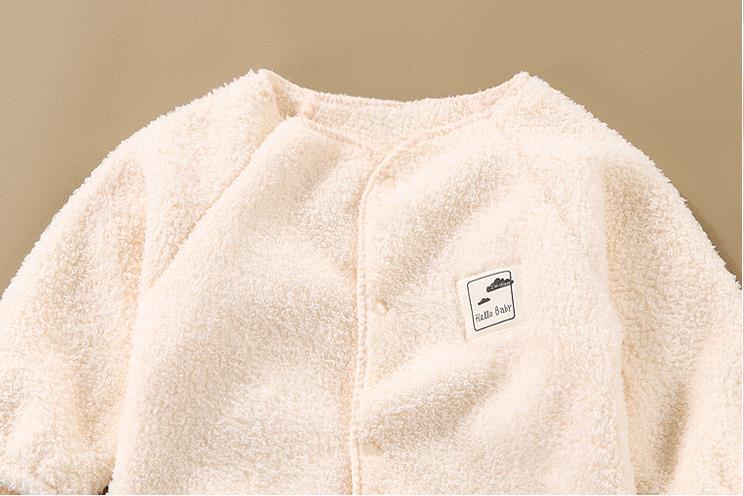 Baby clothes, autumn and winter long sleeved jumpsuit with fleece, crawling clothes, baby's outdoor thick and warm jumpsuit