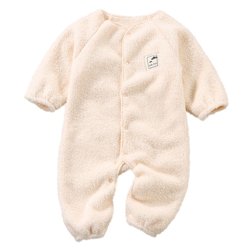 Baby clothes, autumn and winter long sleeved jumpsuit with fleece, crawling clothes, baby's outdoor thick and warm jumpsuit