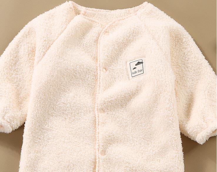 Baby clothes, autumn and winter long sleeved jumpsuit with fleece, crawling clothes, baby's outdoor thick and warm jumpsuit