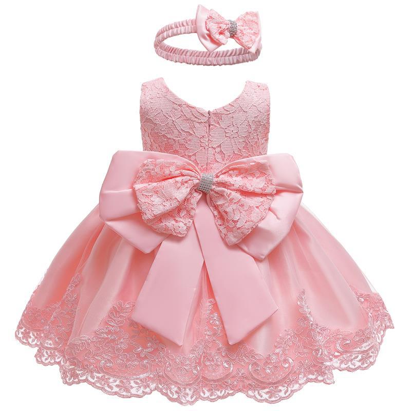 Baby's 100 day old formal dress with bow tie, headband, fluffy skirt, lace dress