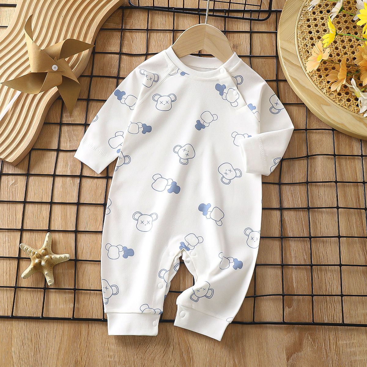 Spring and Autumn New Arrival Baby Onesie Long Sleeve Bodysuit Pure Cotton Underwear Newborn Crawling Suit Boneless Sleepwear