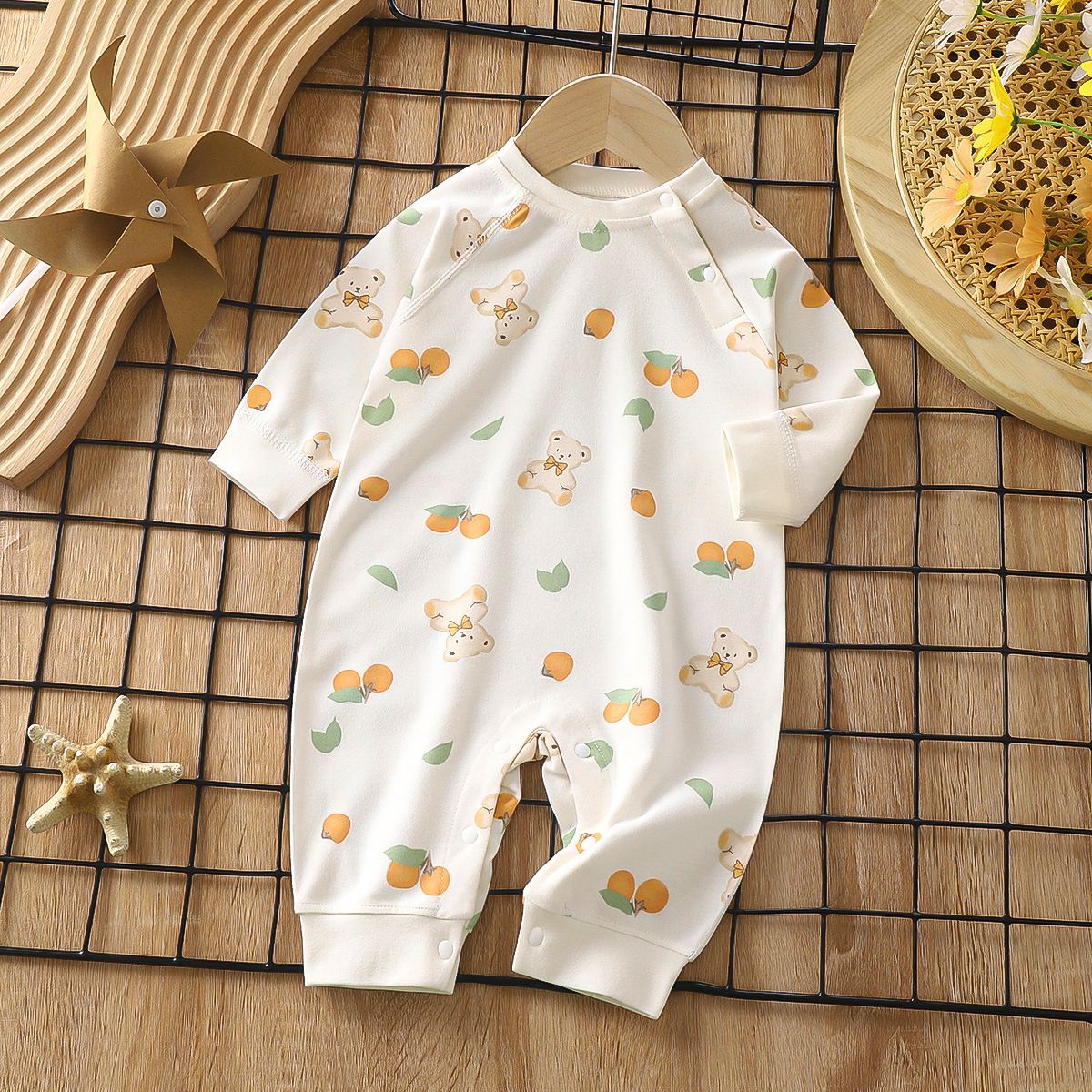 Spring and Autumn New Arrival Baby Onesie Long Sleeve Bodysuit Pure Cotton Underwear Newborn Crawling Suit Boneless Sleepwear