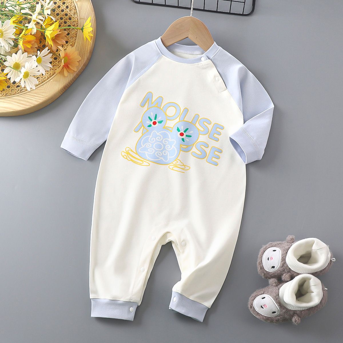 Spring and Autumn New Arrival Baby Onesie Long Sleeve Bodysuit Pure Cotton Underwear Newborn Crawling Suit Boneless Sleepwear