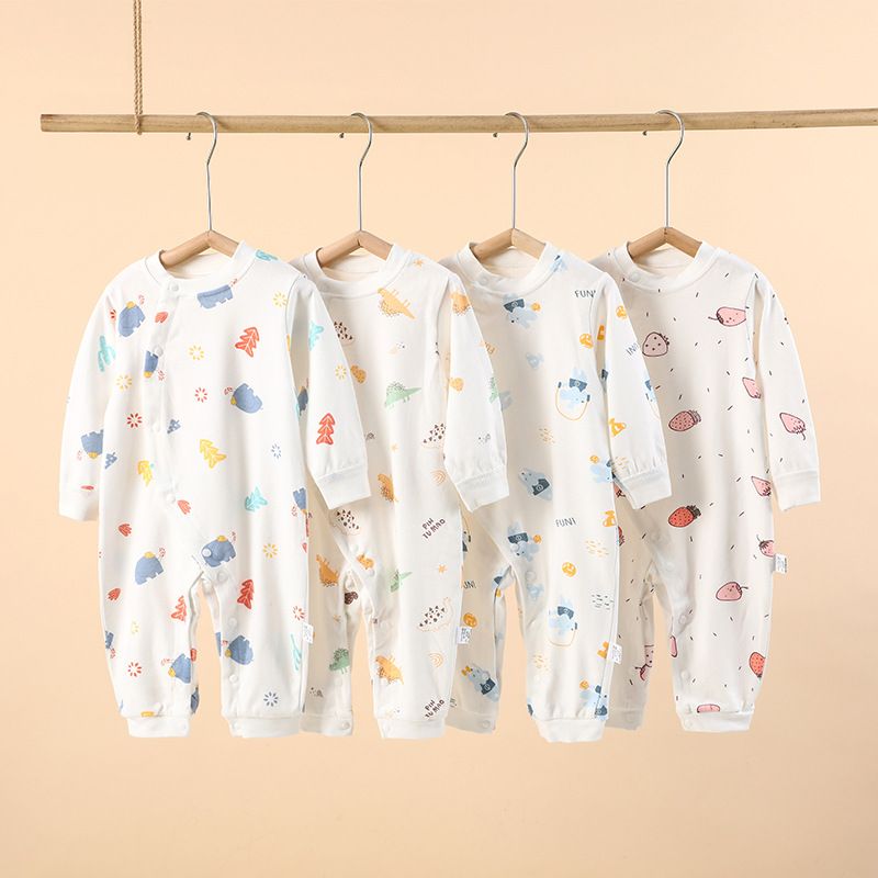 Baby jumpsuit Spring and Autumn pure cotton newborn long sleeved crawling suit 0-2 years old pajamas baby clothes