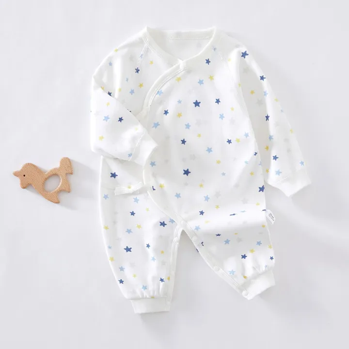 Newborn baby spring and autumn jumpsuit, pure cotton crawling suit, newborn baby monk suit, newborn baby butterfly suit