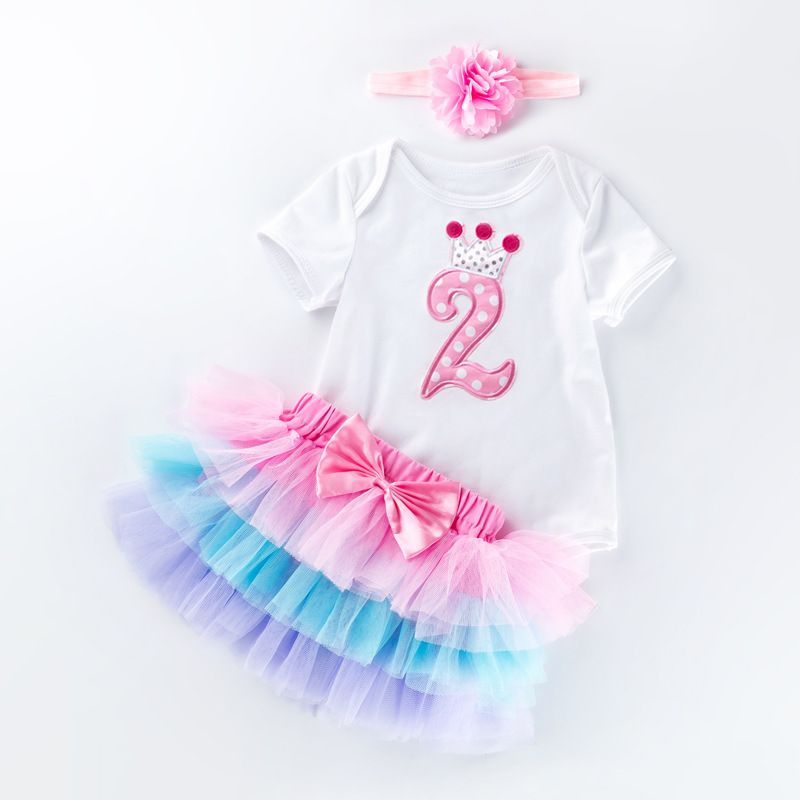 Baby Clothing 0-2 Year Old Girl Baby's Day Dress Short Sleeve Ha Yi Six Layer Skirt Set