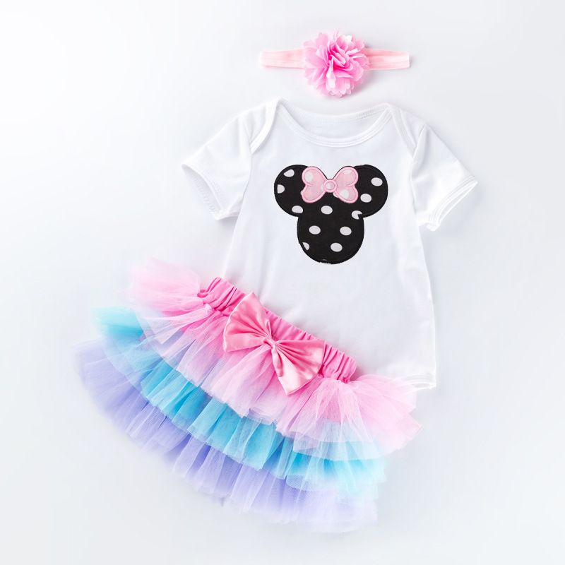 Baby Clothing 0-2 Year Old Girl Baby's Day Dress Short Sleeve Ha Yi Six Layer Skirt Set