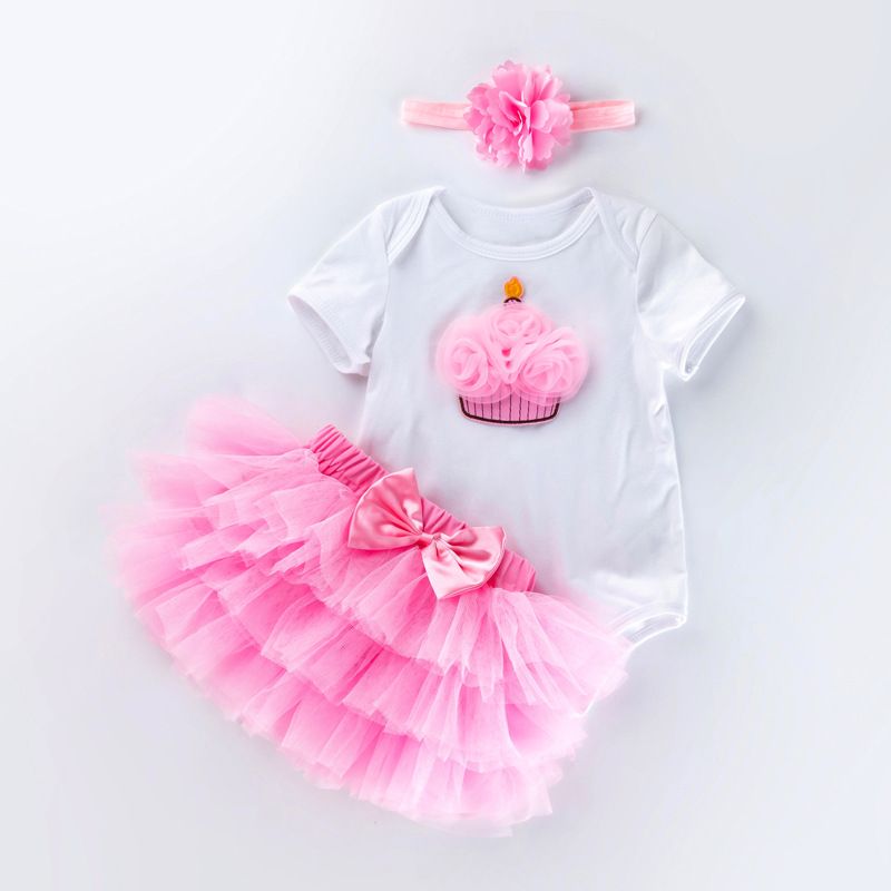 Baby Clothing 0-2 Year Old Girl Baby's Day Dress Short Sleeve Ha Yi Six Layer Skirt Set